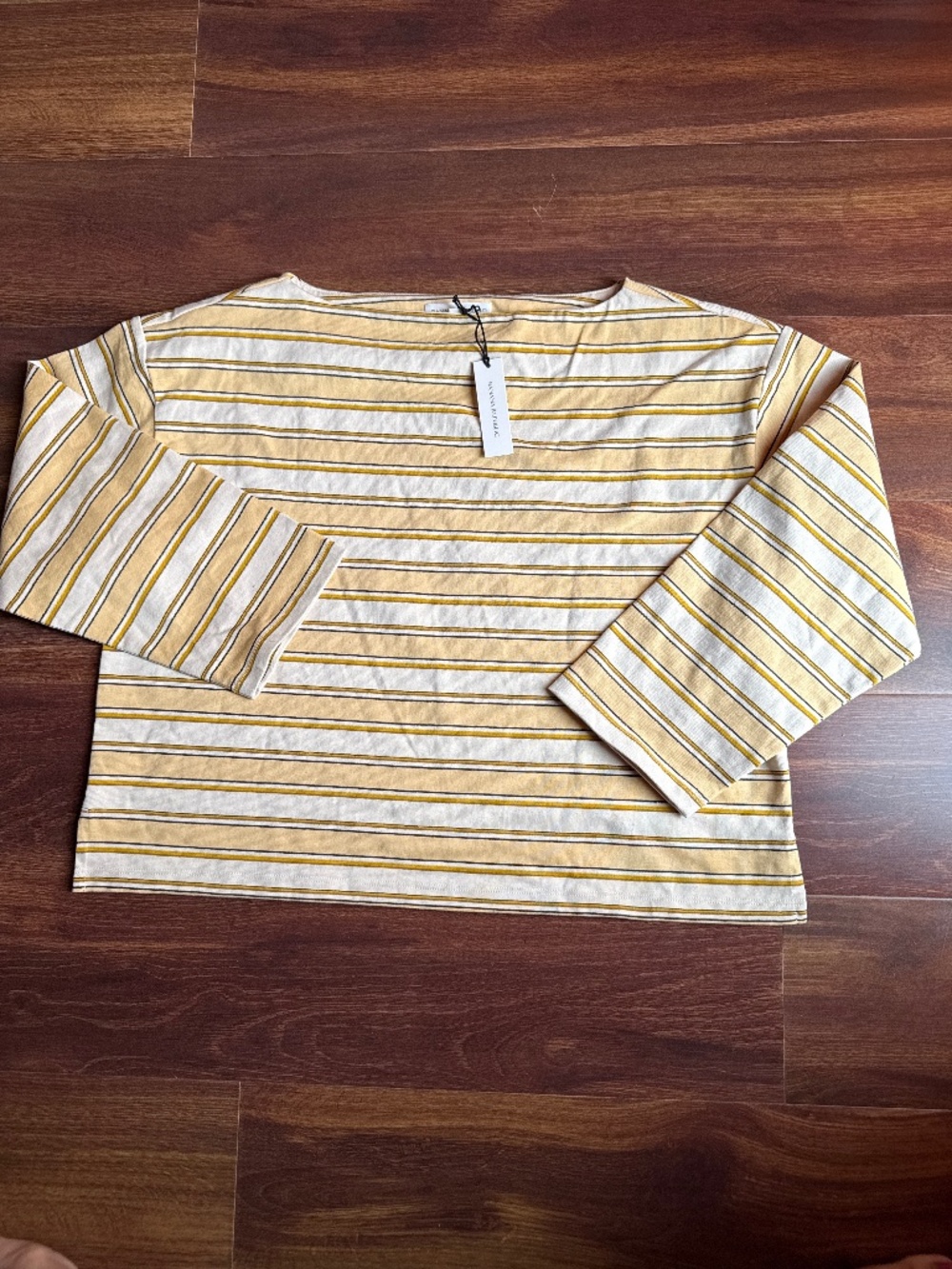 BANANA REPUBLIC Long Sleeve Stripes Relaxed Boat Neck Blouse Size Medium